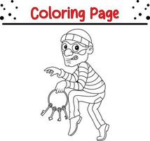thief coloring book page vector