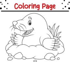 Coloring pages cute mole for kids vector