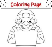 thief coloring book page vector