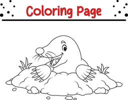 colorante paginas linda Topo para niños vector