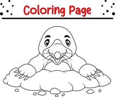 Coloring pages cute mole for kids vector