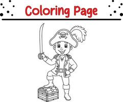 colorante paginas pirata capitán para niños vector