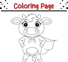 colorante página superhéroe vaca vector