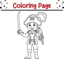 colorante paginas pirata capitán para niños vector