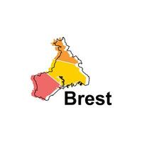 Brest City Map Vector isolated illustration of simplified administrative, map of France Country design template