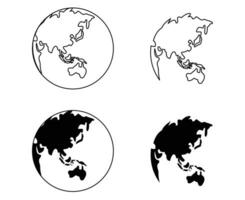 Globe earth icon set in line style vector