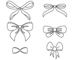 decoration ribbon Icon Set in line style vector