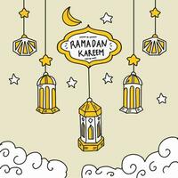 Hand drawn ramadan kareem celebration vector EPS 10