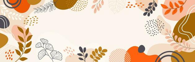 Design banner frame flower Spring background with beautiful. flower background for design. Colorful background with tropical plants. vector