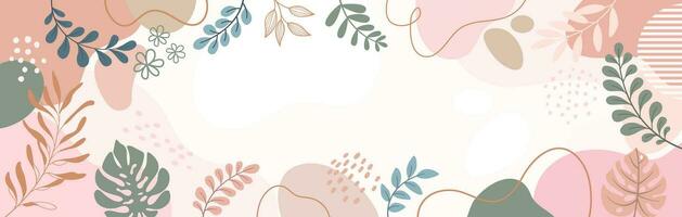 diseño banner marco flor primavera fondo con hermosa. fondo de flores para el diseño. fondo colorido con plantas tropicales. vector