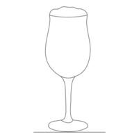 Continuous single line art drawing of wine glass outline beverage element vector illustration