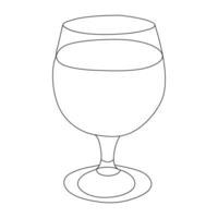 continuo soltero línea Arte dibujo de vino vaso contorno bebida elemento vector ilustración