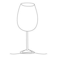 Continuous single line art drawing of wine glass outline beverage element vector illustration