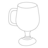 Continuous single line art drawing of wine glass outline beverage element vector illustration