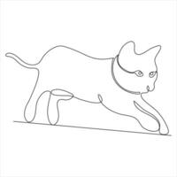 Continuous single line drawing of a cute cat pet animal vector art drawing