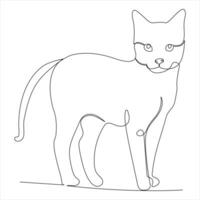 Continuous single line drawing of a cute cat pet animal vector art drawing