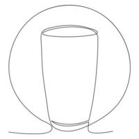 Continuous single line art drawing of wine glass outline beverage element vector illustration