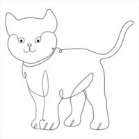 Continuous single line drawing of a cute cat pet animal vector art drawing