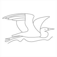 Standing heron continuous single line art drawing and heron design vector