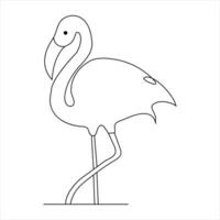 Standing heron continuous single line art drawing and heron design vector