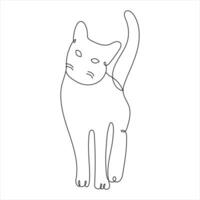 Continuous single line drawing of a cute cat pet animal vector art drawing