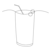 Continuous single line art drawing of wine glass outline beverage element vector illustration