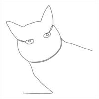 Continuous single line drawing of a cute cat pet animal vector art drawing