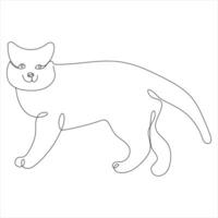 Continuous single line drawing of a cute cat pet animal vector art drawing