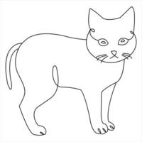 Continuous single line drawing of a cute cat pet animal vector art drawing