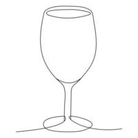 Continuous single line art drawing of wine glass outline beverage element vector illustration