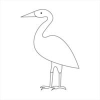 Standing heron continuous single line art drawing and heron design vector