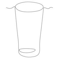 Continuous single line art drawing of wine glass outline beverage element vector illustration