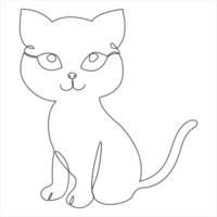 Continuous single line drawing of a cute cat pet animal vector art drawing