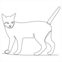 Continuous single line drawing of a cute cat pet animal vector art drawing