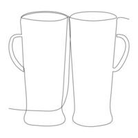 Continuous single line art drawing of wine glass outline beverage element vector illustration