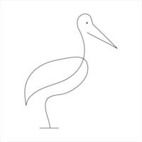 Standing heron continuous single line art drawing and heron design vector