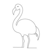 Standing heron continuous single line art drawing and heron design vector