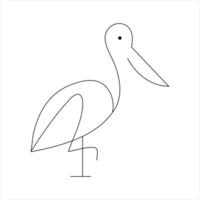 Standing heron continuous single line art drawing and heron design vector