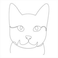 Continuous single line drawing of a cute cat pet animal vector art drawing