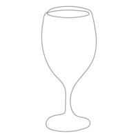 Continuous single line art drawing of wine glass outline beverage element vector illustration