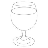 Continuous single line art drawing of wine glass outline beverage element vector illustration