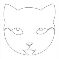 Continuous single line drawing of a cute cat pet animal vector art drawing