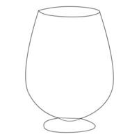 Continuous single line art drawing of wine glass outline beverage element vector illustration
