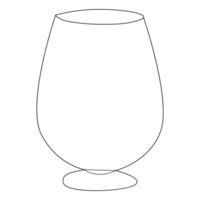 Continuous single line art drawing of wine glass outline beverage element vector illustration