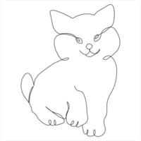 Continuous single line drawing of a cute cat pet animal vector art drawing