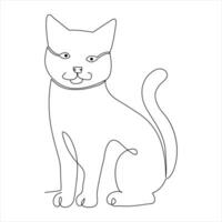 Continuous single line drawing of a cute cat pet animal vector art drawing