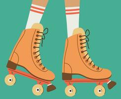 Vector roller skates, legs in roller skates, Retro style,Vector illustration