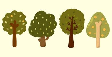 Set of Tree. Clipart elements hand drawn illustration vector