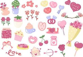 Set of Valentine's day. happy Valentines day. Clipart elements Hand drawn illustration vector