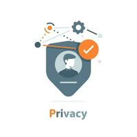 Privacy icon,personal protection sign, authentication security icon, secure confidentiality label image vector